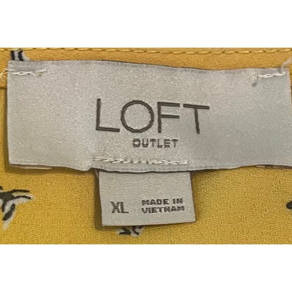 LOFT OUTLET CAP SLV RND NECK TUNIC BLOUSE, WOMENS, XL, YELLOW W/SMALL FLOWERS - Picture 10 of 11
